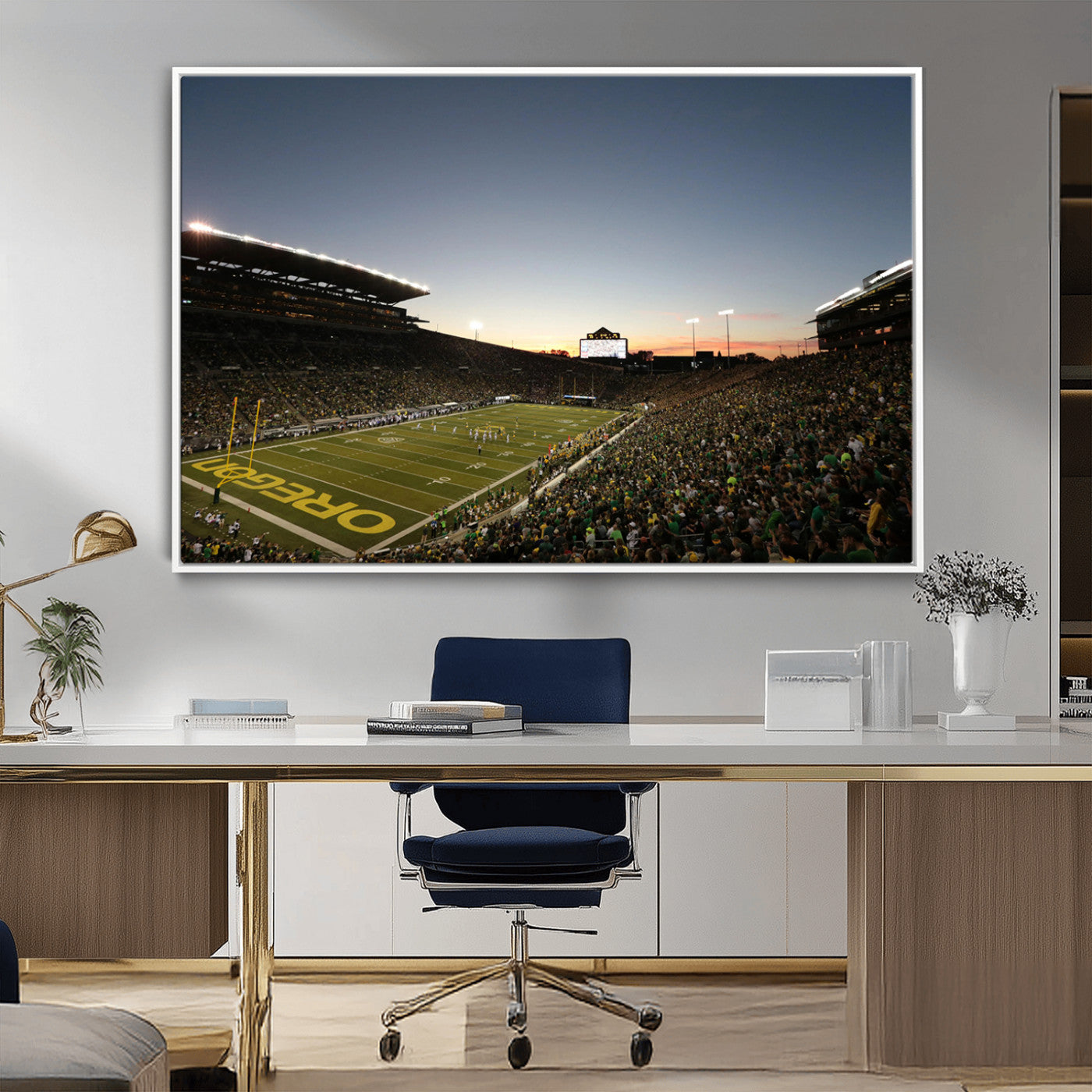 MGV-FC-36X24 - Oregon Ducks Football Team Print - Eugene Autzen Stadium Wall Art Canvas Print