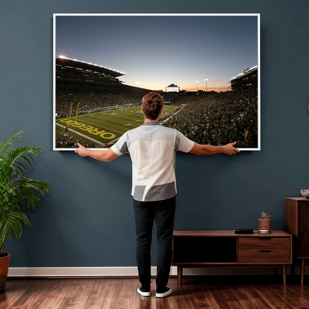 21429-MGV-CV-36X24 - Oregon Ducks Football Team Print - Eugene Autzen Stadium Wall Art Canvas Print