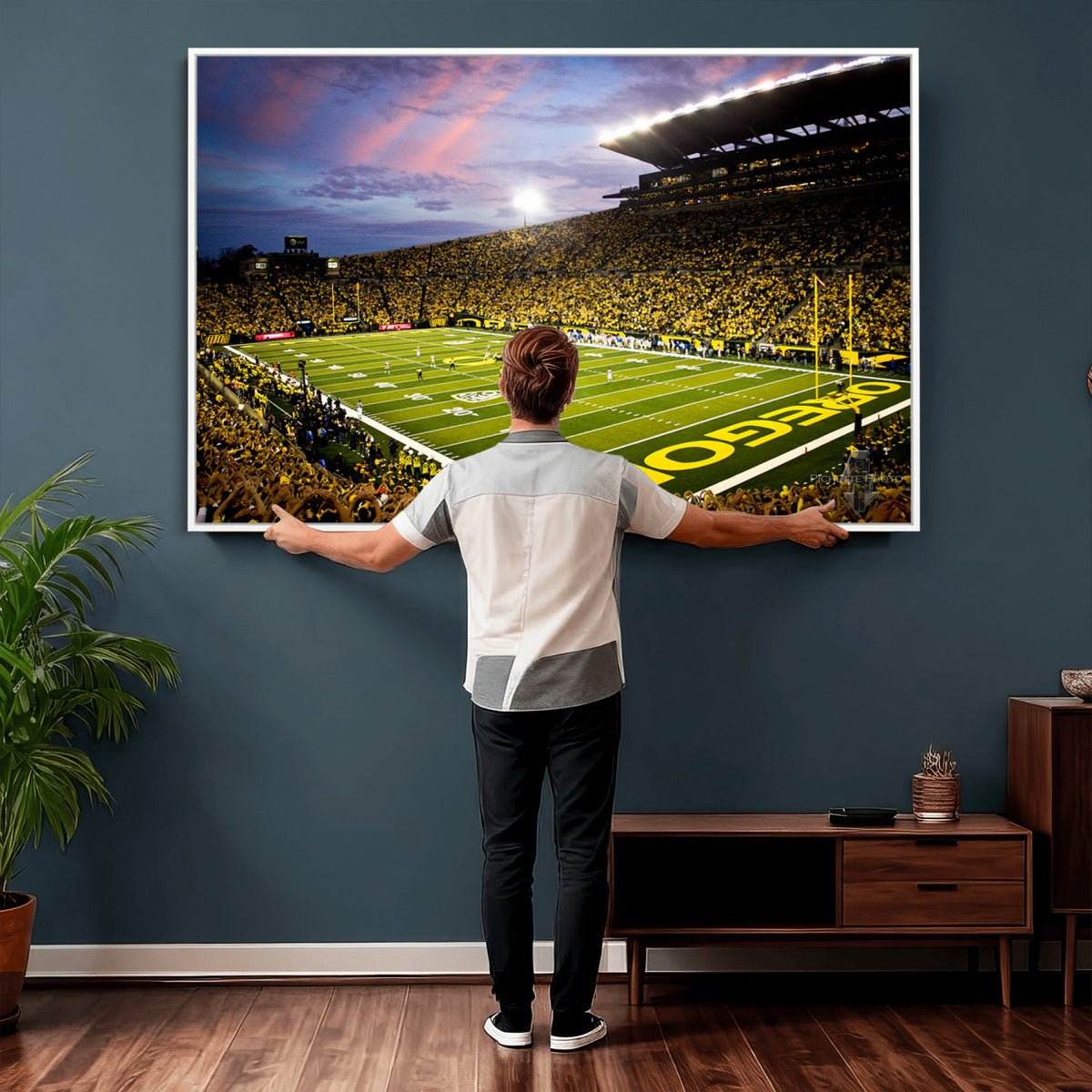 72017-MGV-CV-36X24 - University of Oregon Ducks Football Team Print, Eugene, Framed and Ready to Hang