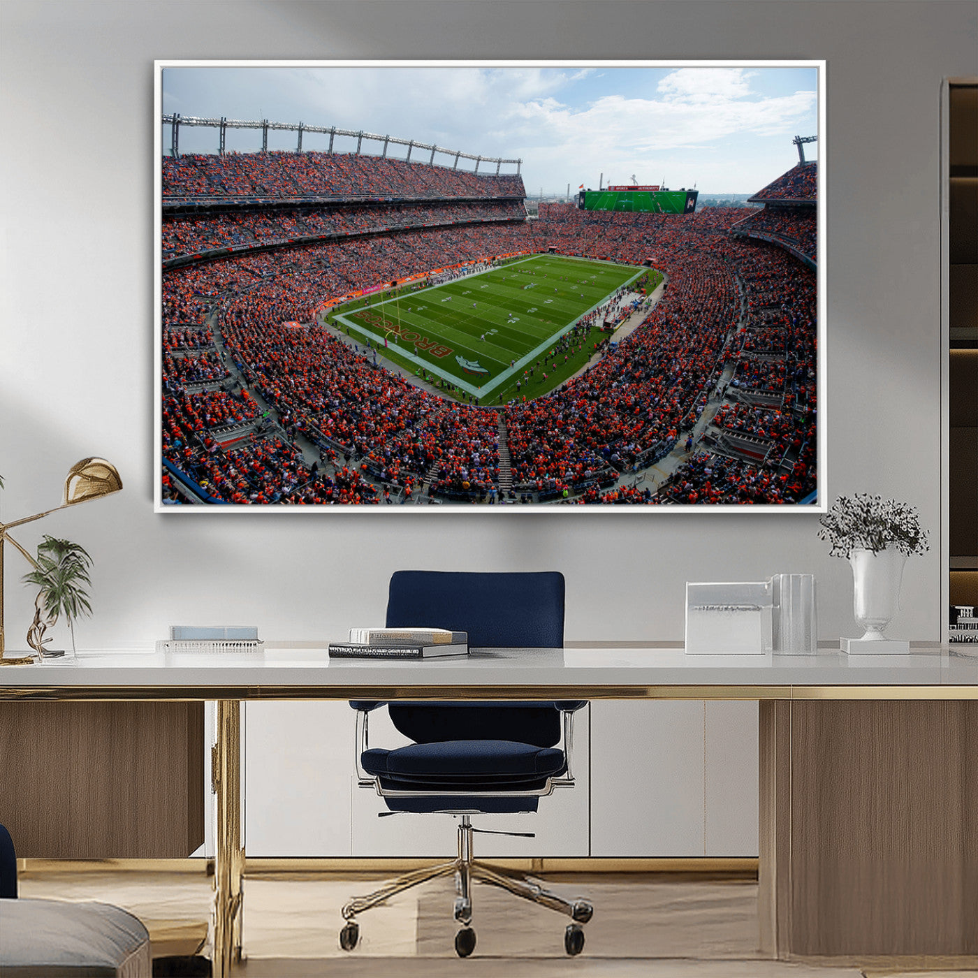 MGV-FC-36X24 - Denver Broncos Football Team Print - Empower Field Mile High Stadium Wall Art Canvas Print