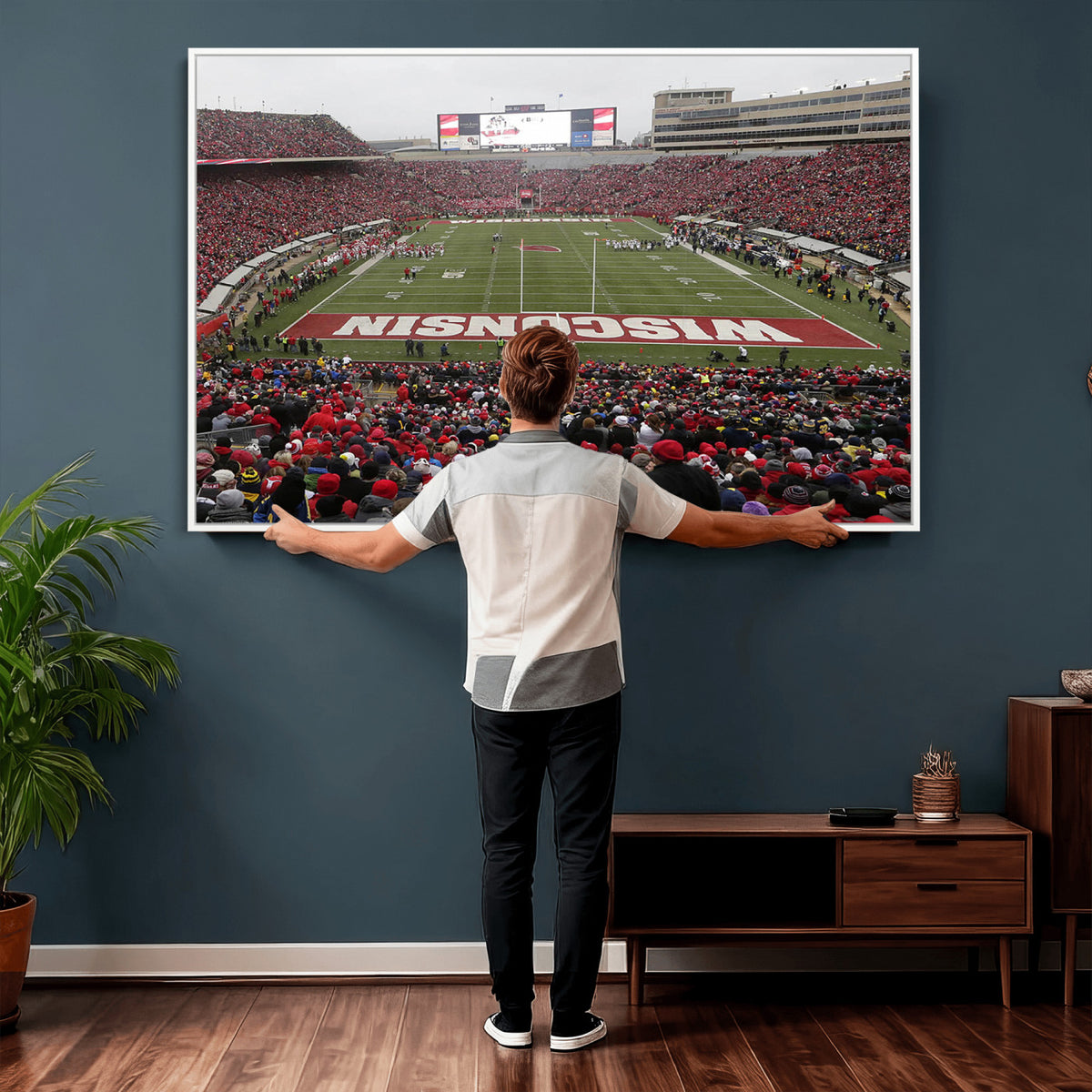 23461-MGV-CV-36X24 - Wisconsin Badgers Team Print Canvas, Madison Camp Randall Stadium Wall Art