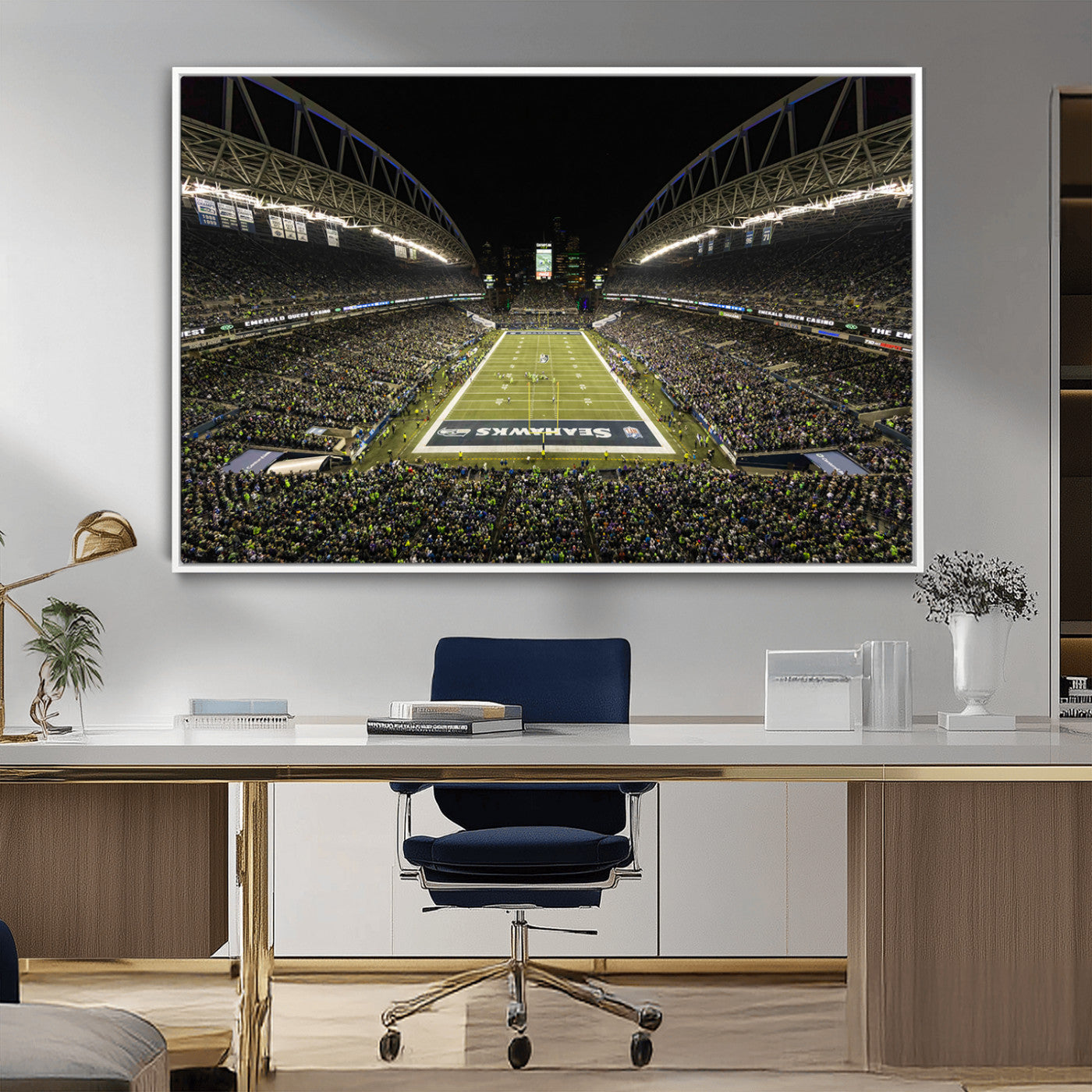 MGV-FC-36X24 - Seattle Seahawks Football Team Print Wall Art - Seattle Century Link Field Stadium Wall Art Canvas