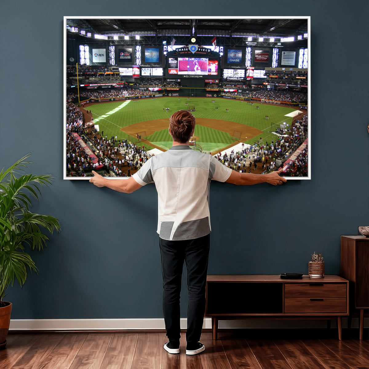 91630-MGV-CV-36X24 - Arizona Diamondbacks Baseball Team Print, Phoenix Chase Field Baseball Stadium Wall Art