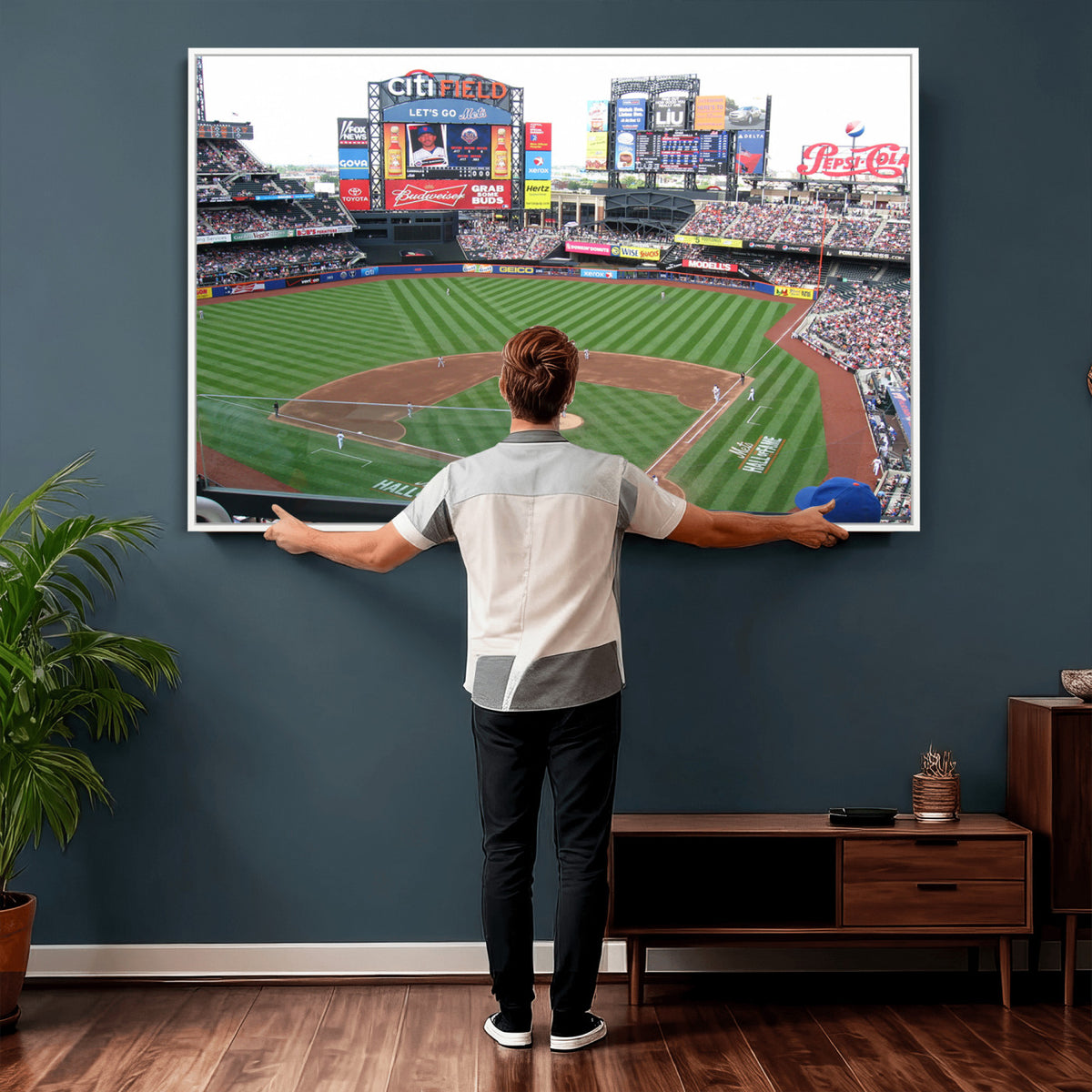 64829-MGV-CV-36X24 - New York Mets Baseball Team Print, Citi Field Baseball Stadium Wall Art