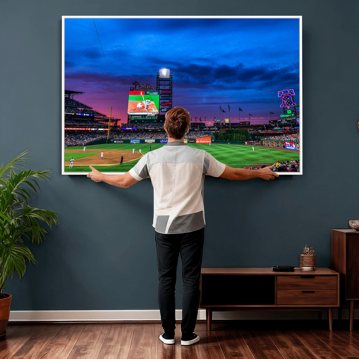 20427-MGV-CV-36X24 - Philadelphia Phillies Baseball Team Print, Citizens Bank Park, Extra Large Game Room Wall Decor