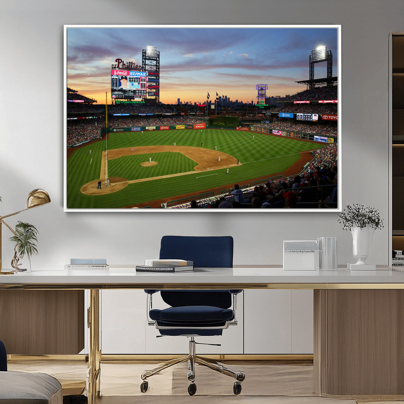 MGV-FC-36X24 - Citizens Bank Park Philadelphia Phillies Wall Art Canvas | 3-Panel Canvas Print of Phillies Stadium