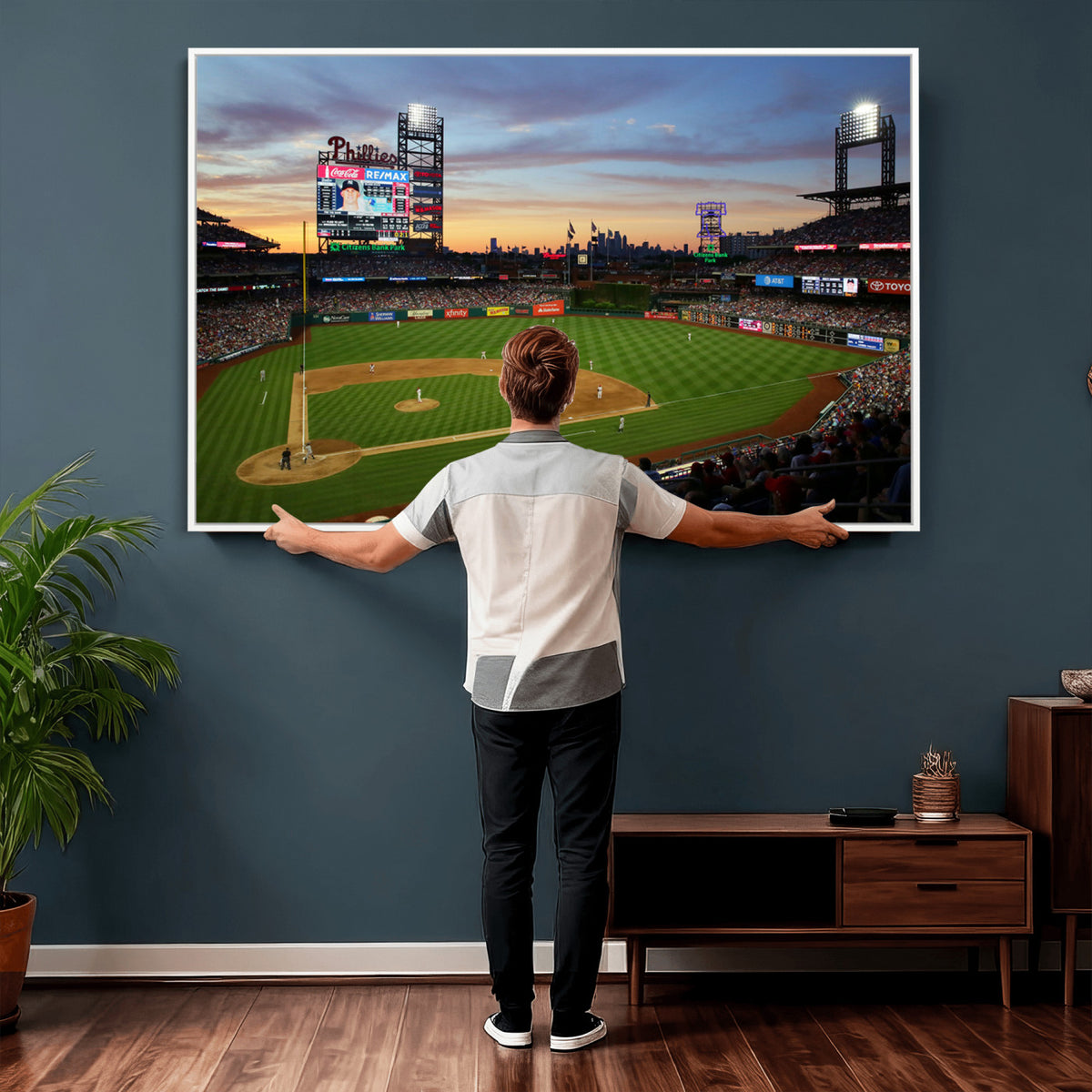 13778-MGV-CV-36X24 - Citizens Bank Park Philadelphia Phillies Wall Art Canvas | 3-Panel Canvas Print of Phillies Stadium