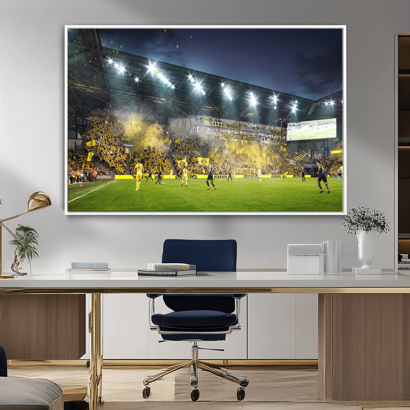 MGV-FC-36X24 - Columbus Crew Stadium Match Triple Canvas Wall Art - Dynamic MLS Game Scene Canvas Wall Art