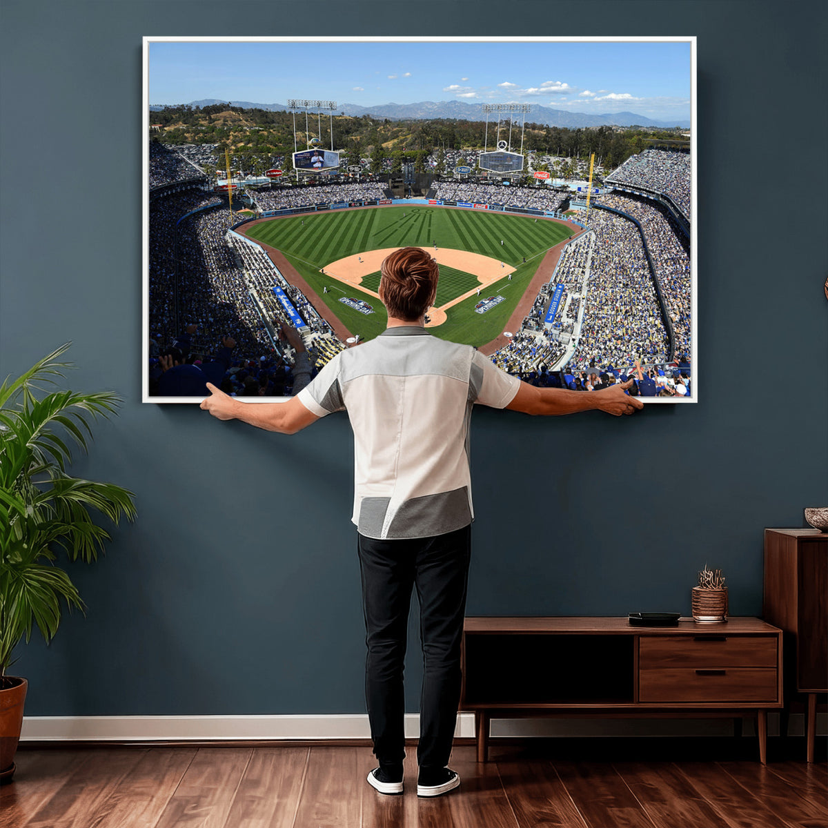 20436-MGV-CV-36X24 - Los Angeles Dodgers Dodger Stadium Wall Art Canvas Print, Framed and Ready to Hang