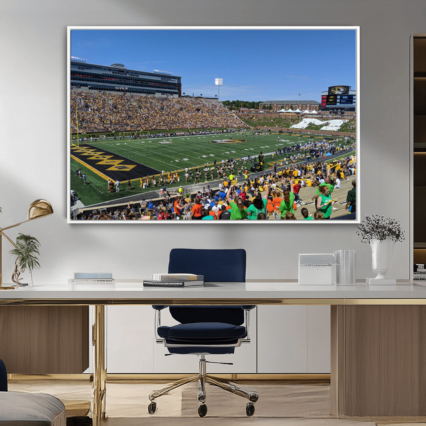 MGV-FC-36X24 - University of Missouri Tigers Football Team Print - Columbia Faurot Field Memorial Stadium Wall Art