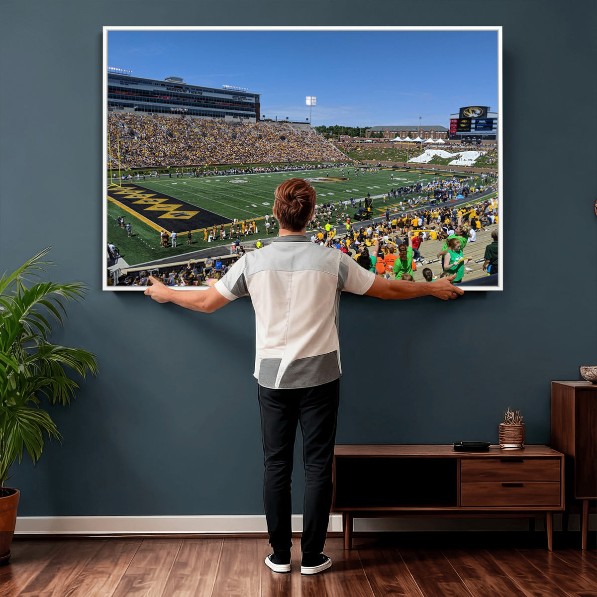 38399-MGV-CV-36X24 - University of Missouri Tigers Football Team Print, Columbia Faurot Field Memorial Stadium Wall Art