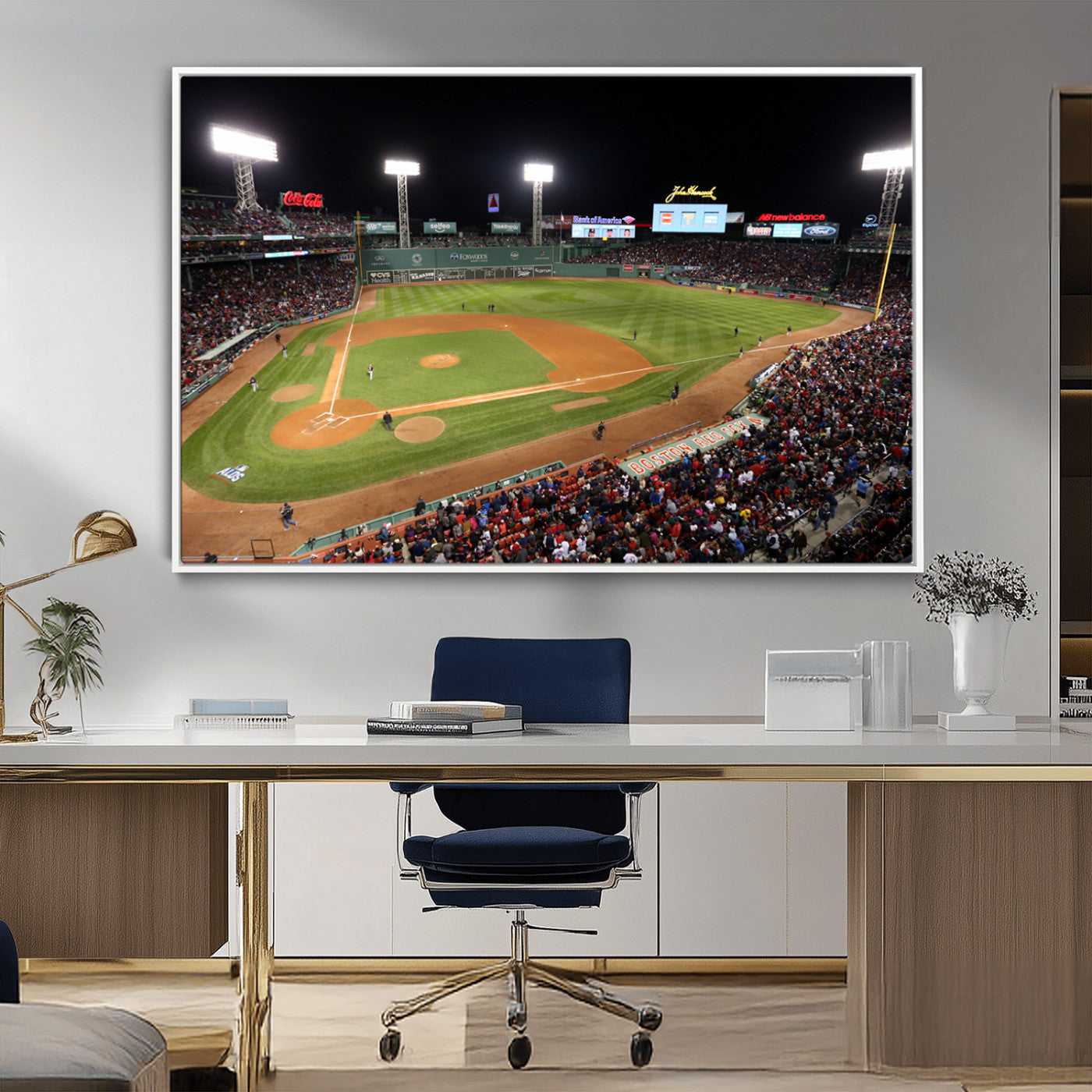 MGV-FC-36X24 - Boston Red Sox Baseball Team Print - Massachusetts Fenway Park Stadium Wall Art Canvas Print