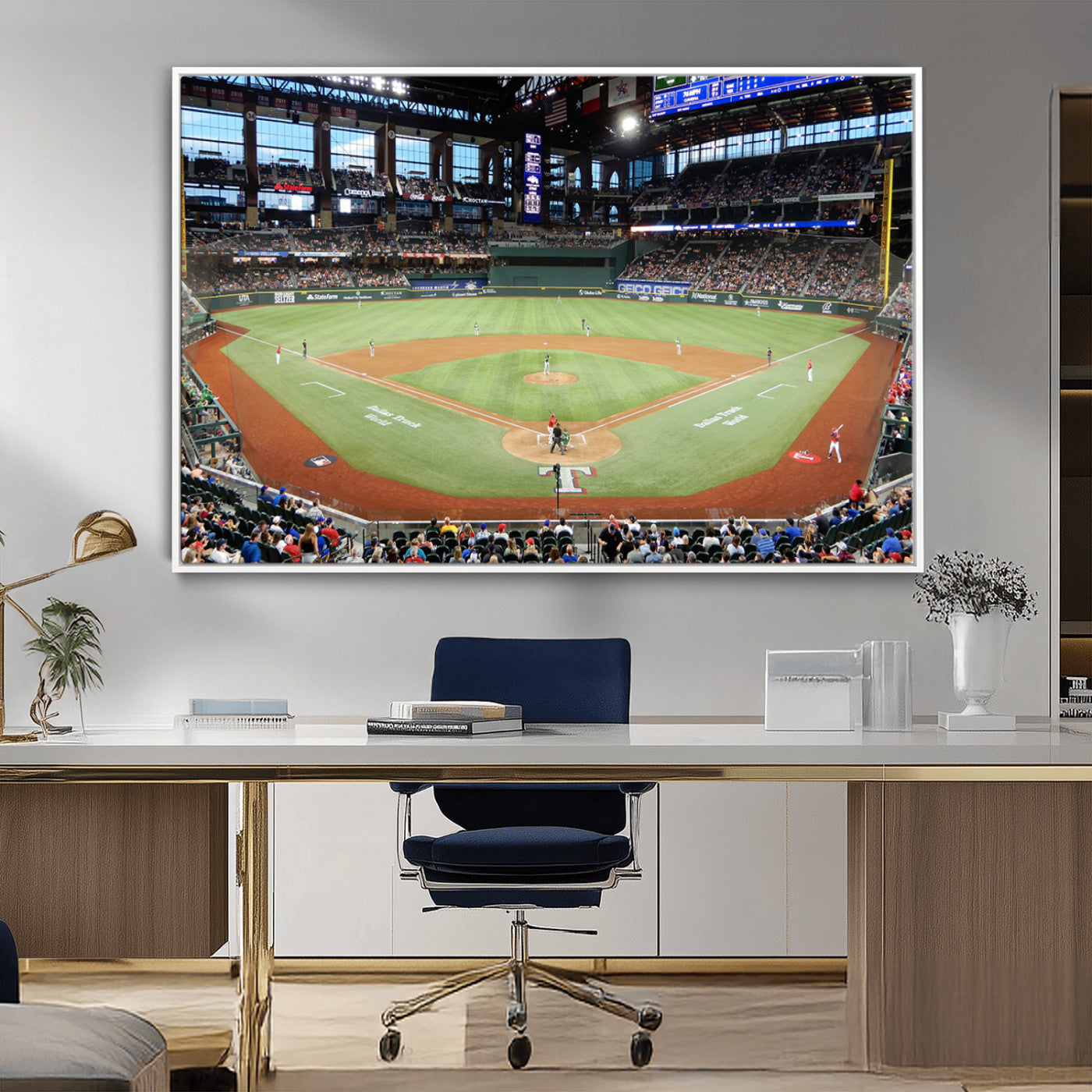 MGV-FC-36X24 - Texas Rangers Baseball Team Print - Arlington Globe Life Field Stadium Canvas Print Wall Art