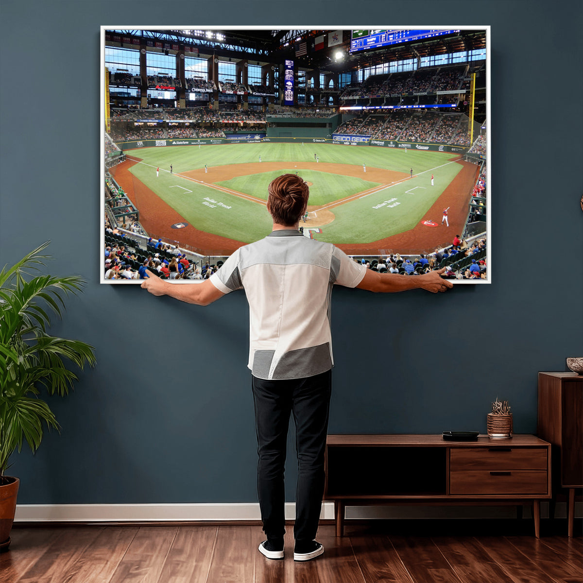 78468-MGV-CV-36X24 - Texas Rangers Baseball Team Print, Arlington Globe Life Field Stadium Wall Art