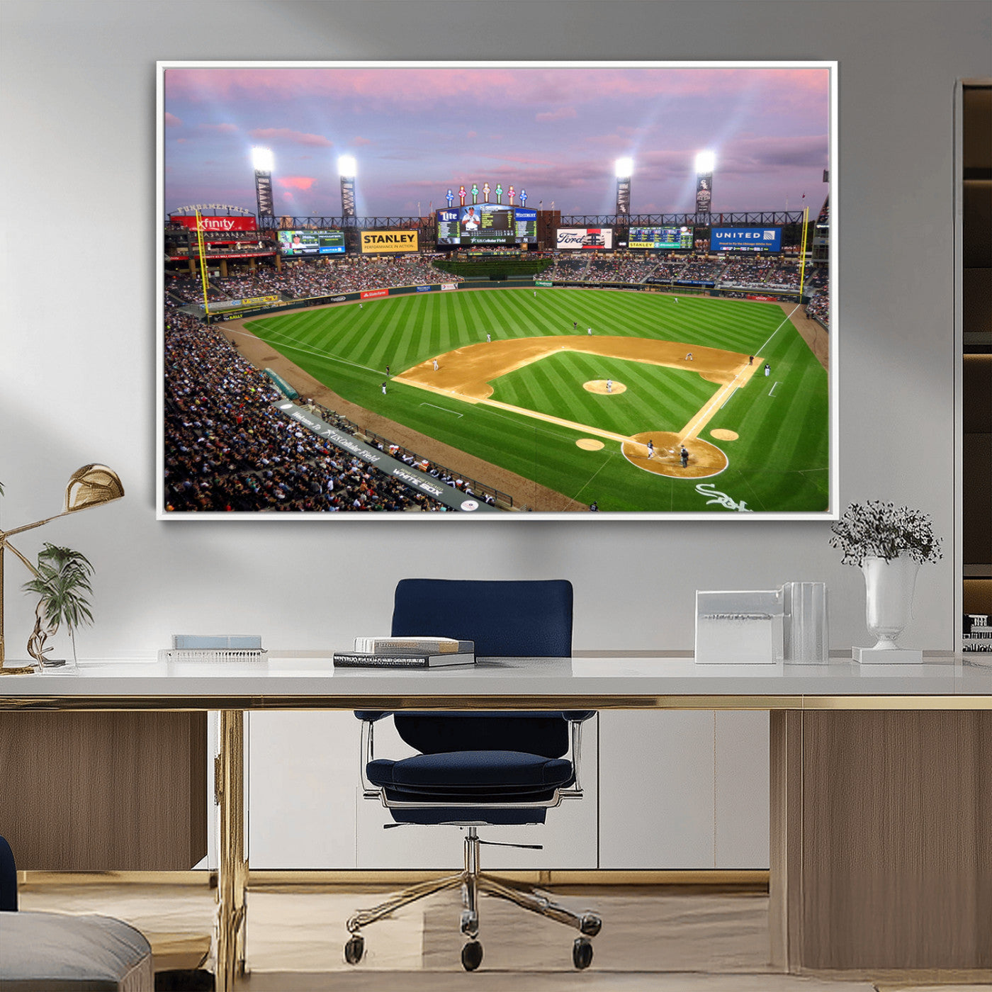 MGV-FC-36X24 - Chicago White Sox Baseball Team Print Canvas- Guaranteed Rate Field Stadium Wall Art Canvas Print