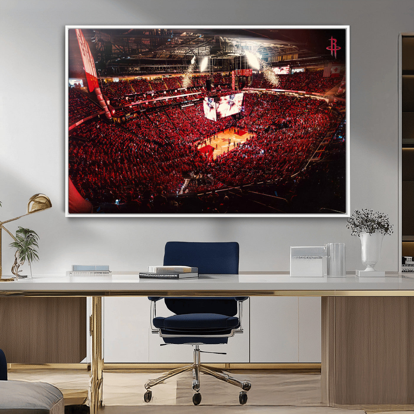 MGV-FC-36X24 - Houston Rockets Basketball Team Print Canvas- Houston Toyota Center Stadium Wall Art Canvas Print