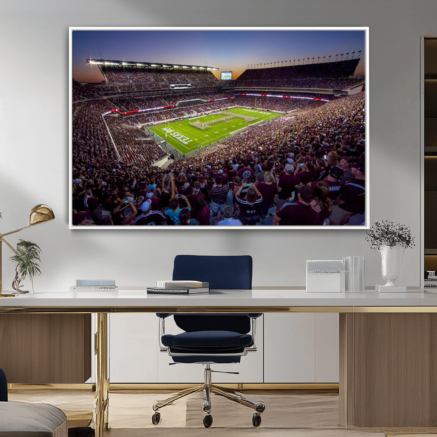 MGV-FC-36X24 - Texas A&M University Aggies Football Team Print - College Station Kyle Field Stadium Wall Art Canvas