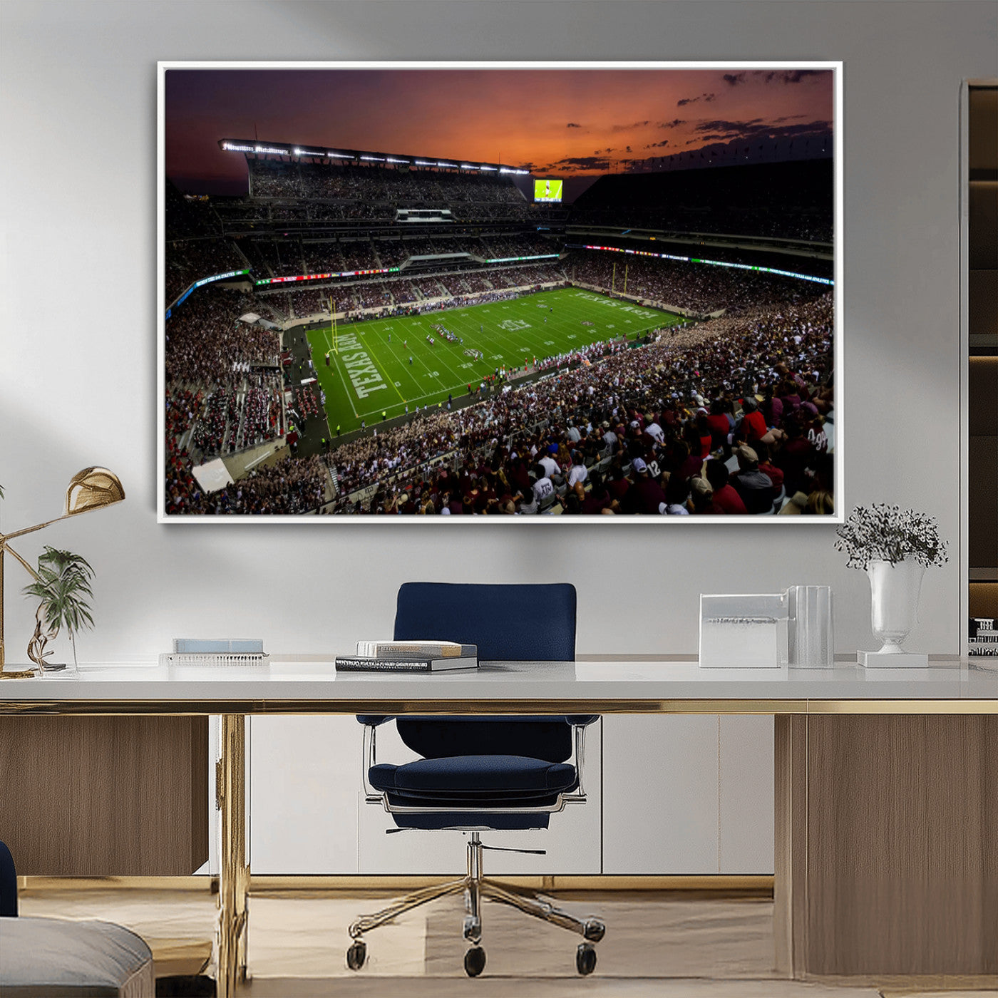 MGV-FC-36X24 - Texas A&M Aggies Football Team Print - College Station Kyle Field Stadium Wall Art Canvas Print
