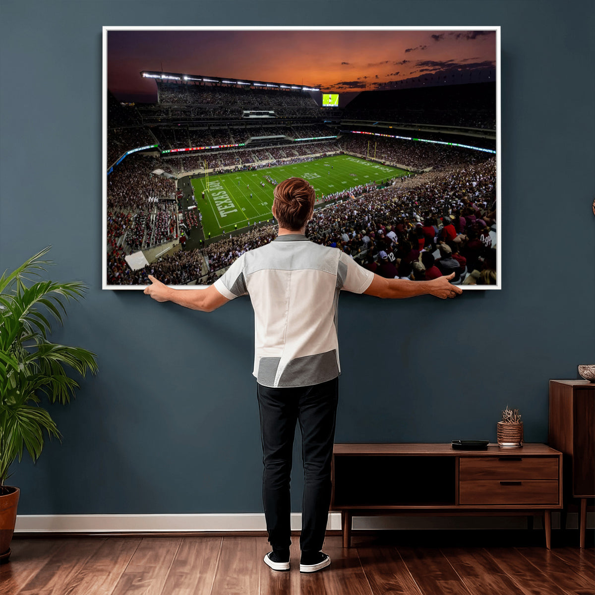 45603-MGV-CV-36X24 - Texas A&M University Aggies Football Team Print, College Station Kyle Field Stadium Wall Art