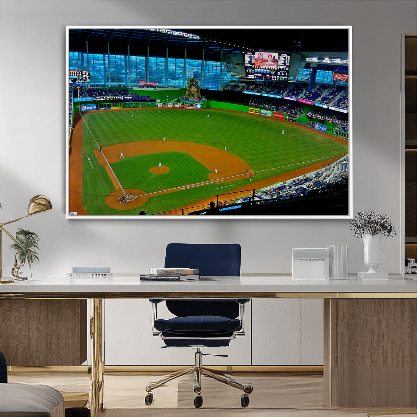 MGV-FC-36X24 - Miami Marlins Baseball Team Print - Miami LoanDepot Park Stadium Wall Art Canvas Print