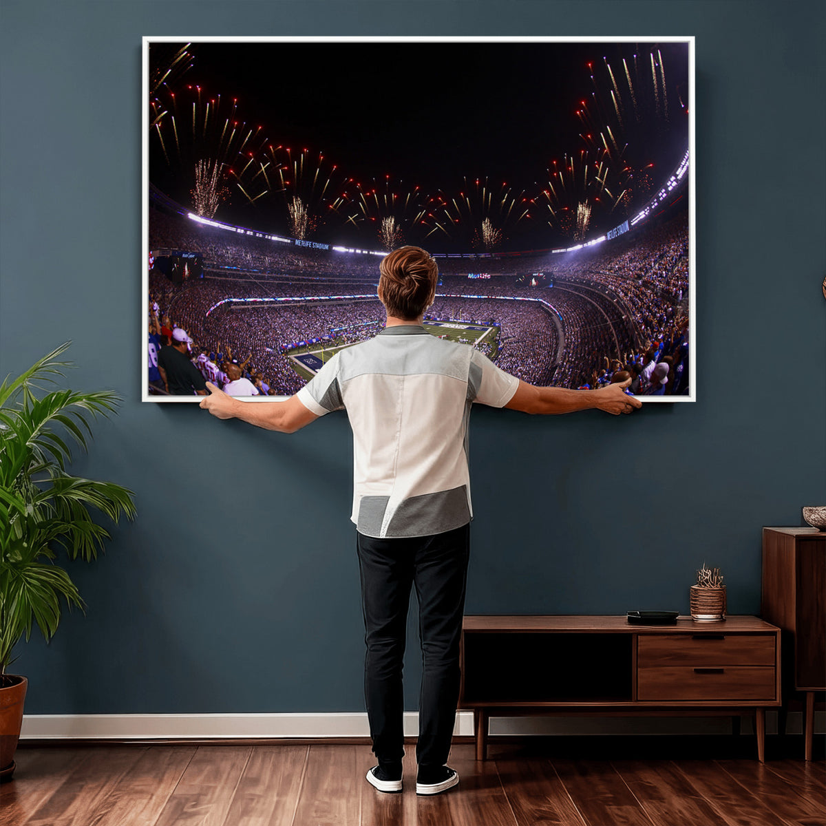 56360-MGV-CV-36X24 - New York Giants Football Team Print, East Rutherford MetLife Stadium Wall Art