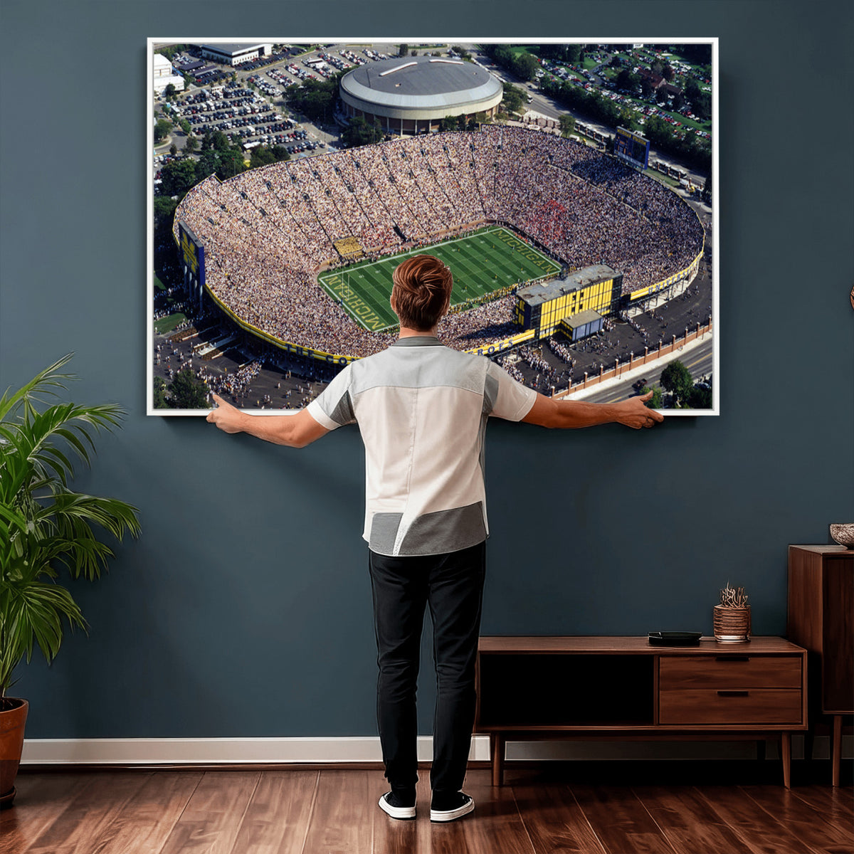 27314-MGV-CV-36X24 - Michigan Wolverines Football Team Print, Ann Arbor Michigan Stadium Wall Art