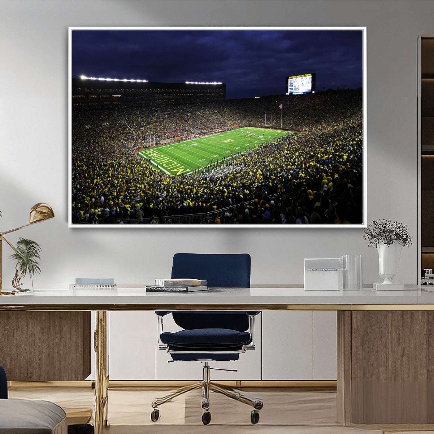 MGV-FC-36X24 - Michigan Wolverines Football Canvas Wall Decor, Football Team Print - Ann Arbor Michigan Stadium