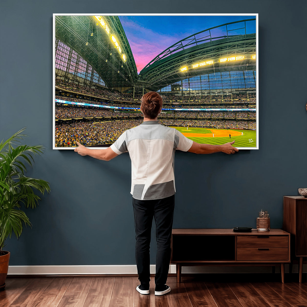17006-MGV-CV-36X24 - Milwaukee Brewers Baseball Team Print Canvas, American Family Field Stadium Wall Art