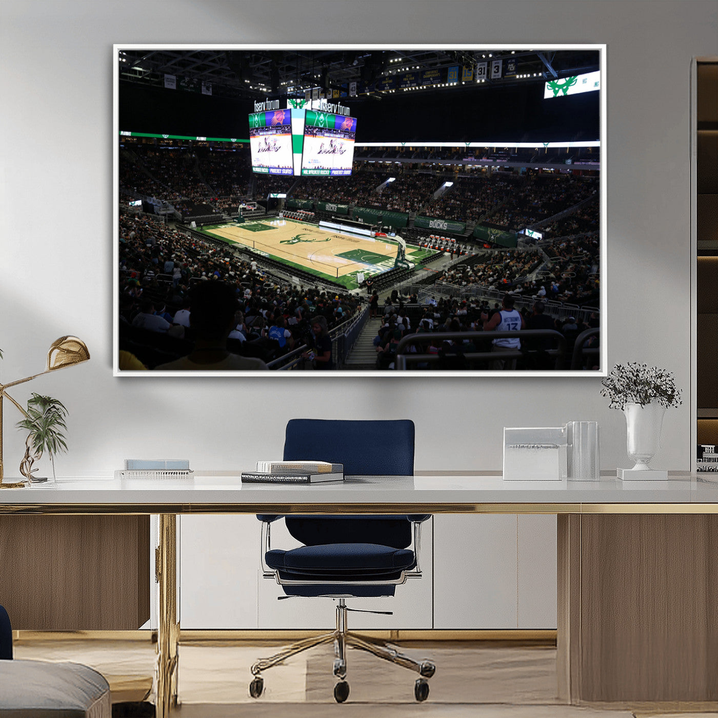 MGV-FC-36X24 - Milwaukee Bucks Basketball Print - Fiserv Forum Stadium Wall Art Canvas Print