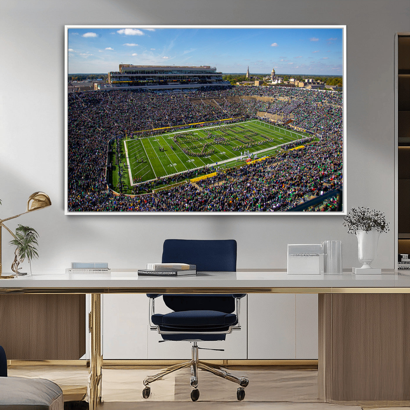 MGV-FC-36X24 - Notre Dame Fighting Irish Football Team Print - Notre Dame Stadium Wall Art Canvas Print