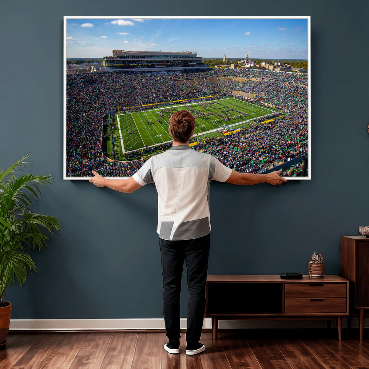50114-MGV-CV-36X24 - Notre Dame Fighting Irish Football Team Print, Notre Dame Stadium Wall Art