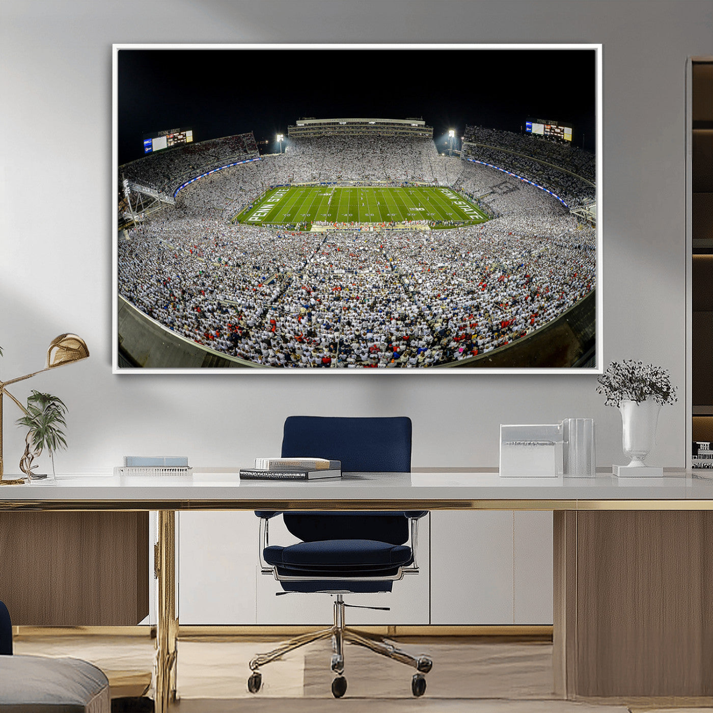 MGV-FC-36X24 - Beaver Stadium Night Game Triple Canvas Wall Art - Penn State Nittany Lions Football Match