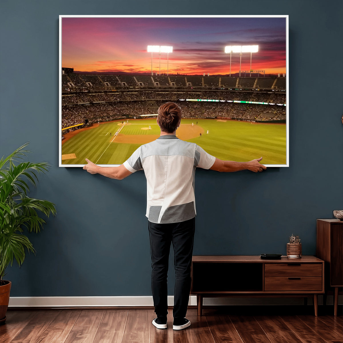 73718-MGV-CV-36X24 - Oakland Athletics Baseball Team Print, Oakland Coliseum