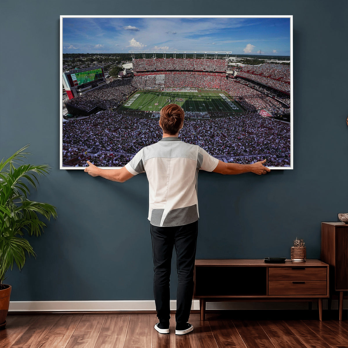 83382-MGV-CV-36X24 - South Carolina Gamecocks Football Team Print, Columbia Williams-Brice Stadium Wall Art