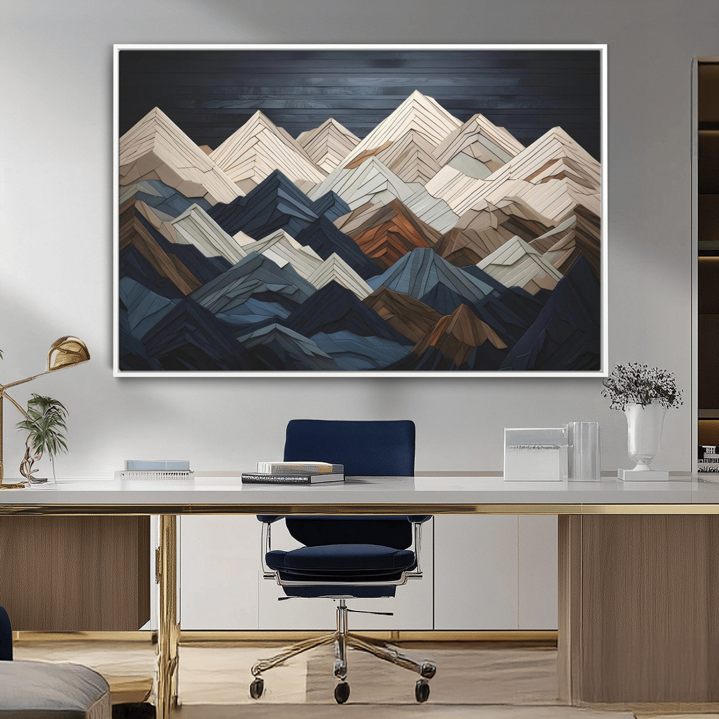 MGV-FC-36X24 - Mountain Range Art Wood Style Wall Art - Ready to Hang 3-Piece Set for Modern Rustic Decor, Abstract