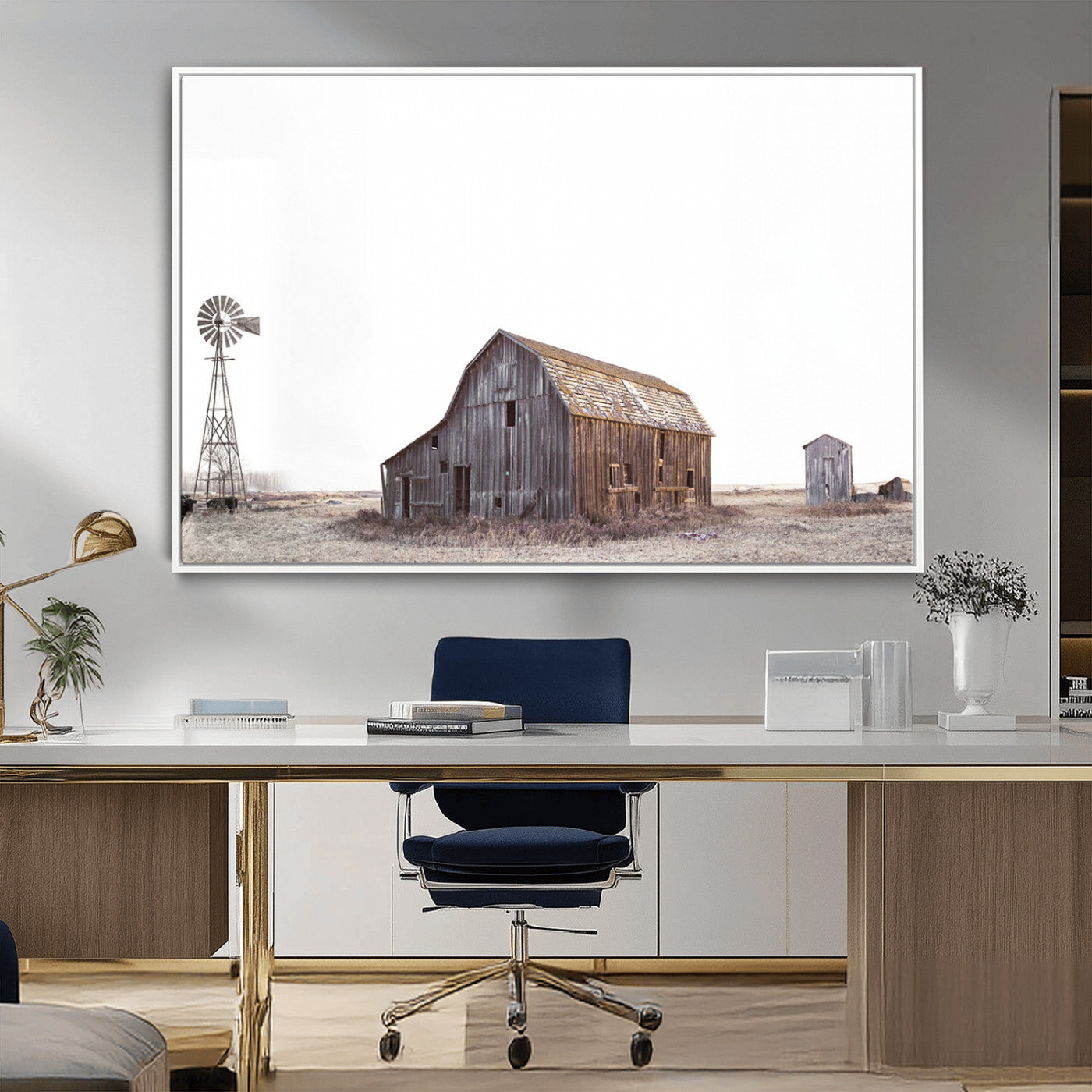 -Set of 3 Rustic Farmhouse Wall Art Prints – Country Barn, Wheat Field, and Farm Landscape for Cozy