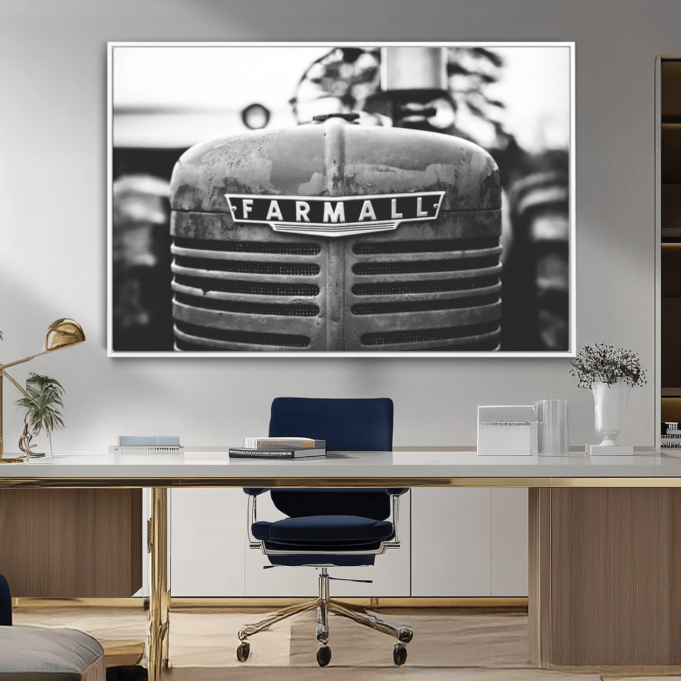 MGV-FC-36X24 - Vintage Farmall Tractor Wall Art Canvas Print, Rustic Farmhouse Decor Ready to Hang