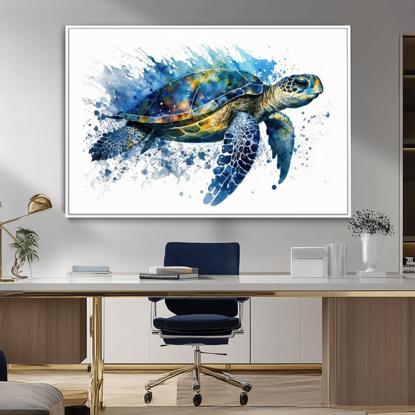 MGV-FC-36X24 - Watercolor Turtle Wall Art Canvas Print for Decoration