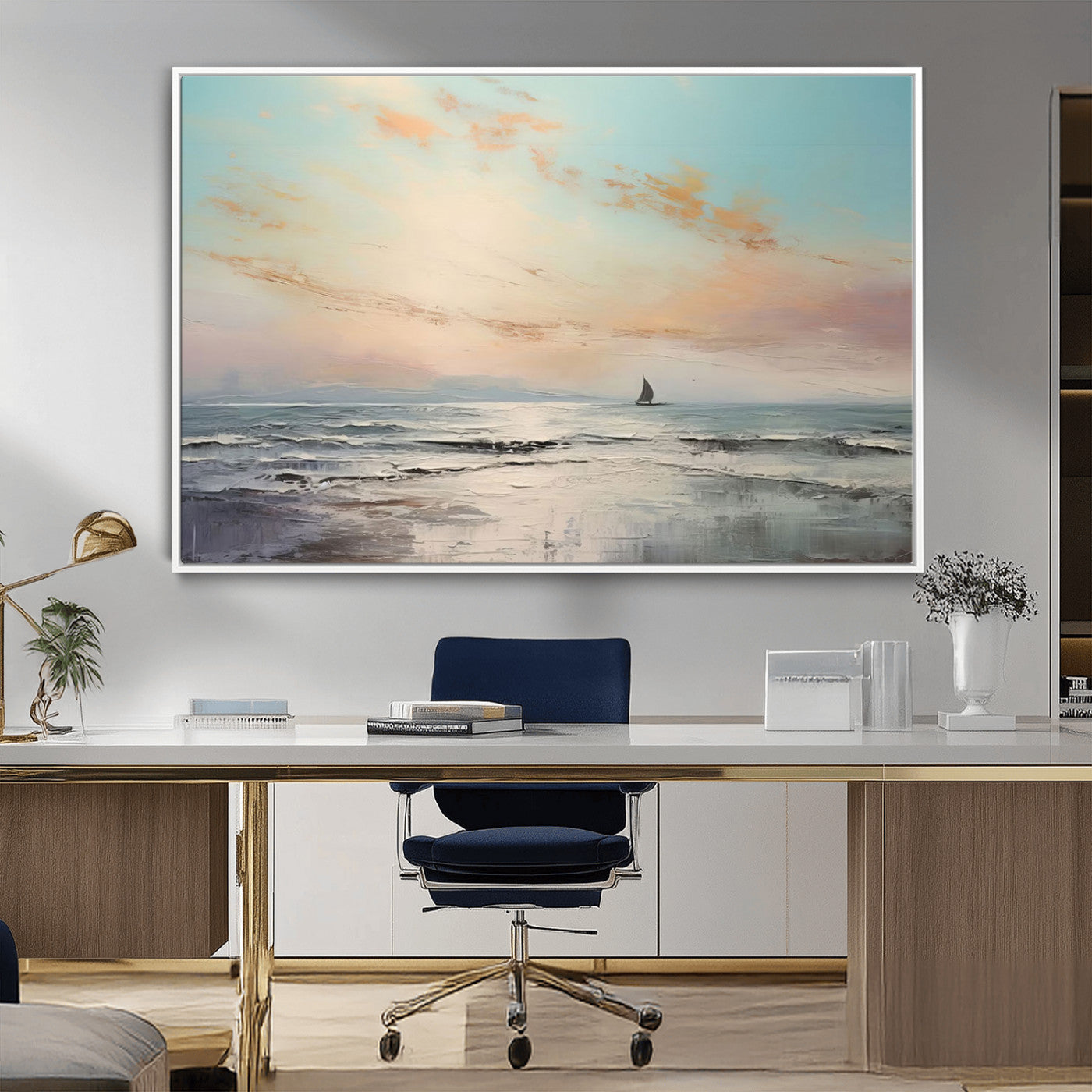 MGV-FC-36X24 - Abstract Ocean Wall Art -  Boat Wall Art Canvas Print