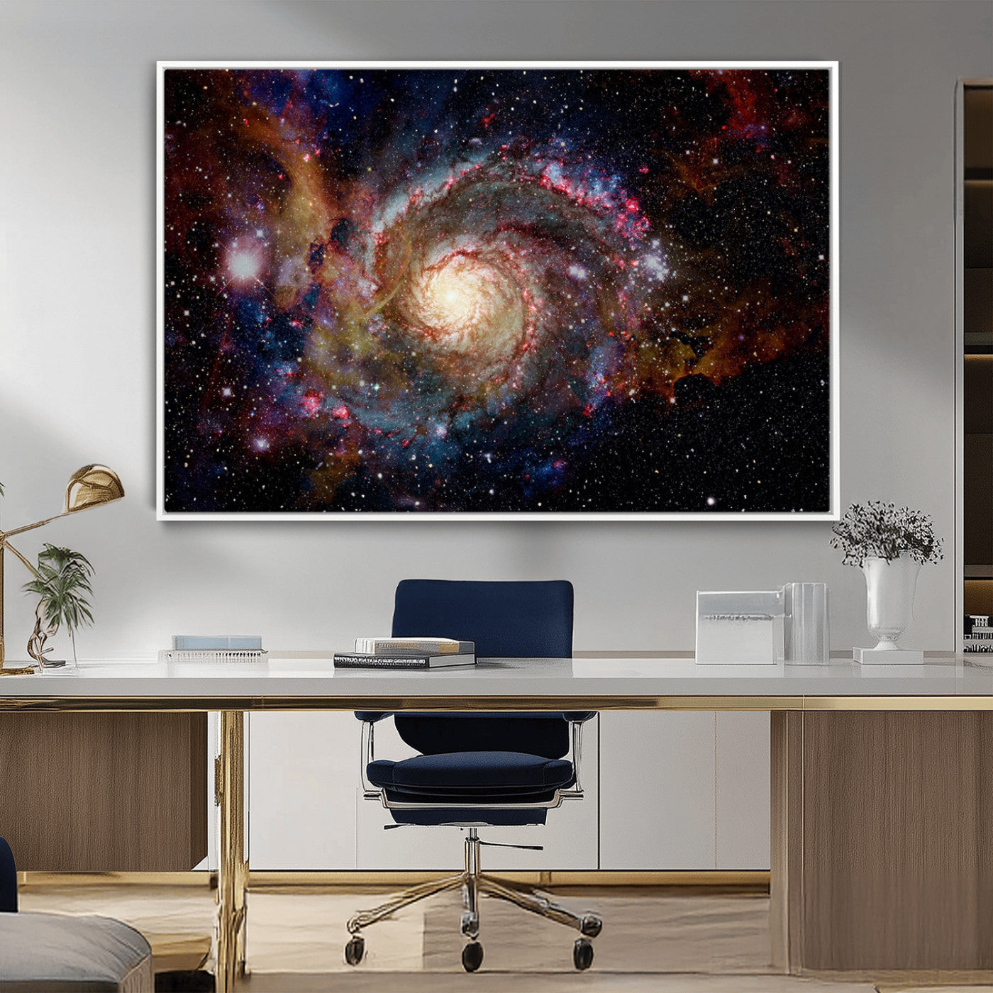MGV-FC-36X24 - Nebula and Galaxies in Space Wall Art Canvas Print, Spiral Galaxy Wall Art Canvas Print