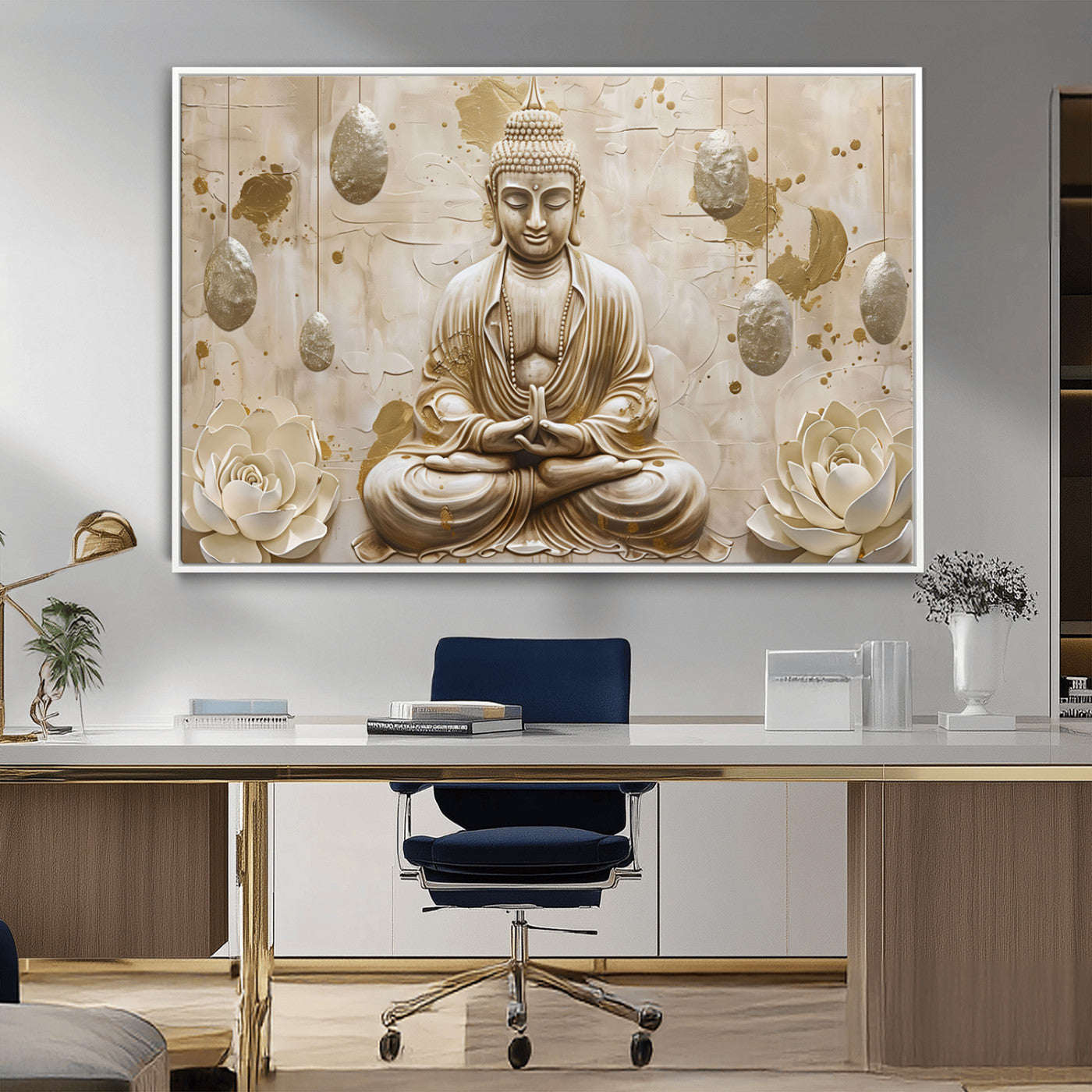 MGV-FC-36X24 - Serene Buddha Wall Art | Yoga Room Decor and Meditation Wall Art Print | Framed and Ready to Hang