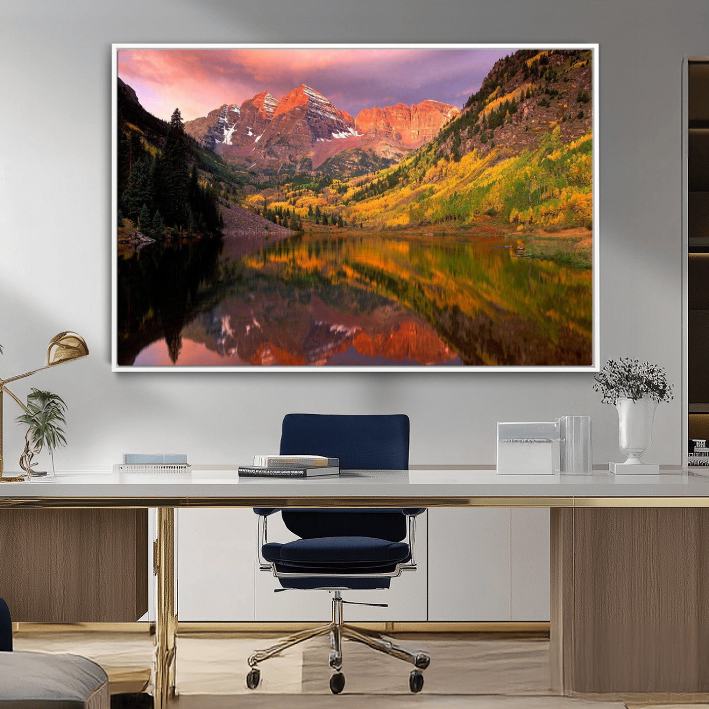 86946-MGV-CV-36X24-Colorado Rockies Mountain Sunset Wall Art | Ready to Hang and Framed | Scenic Nature Landscape