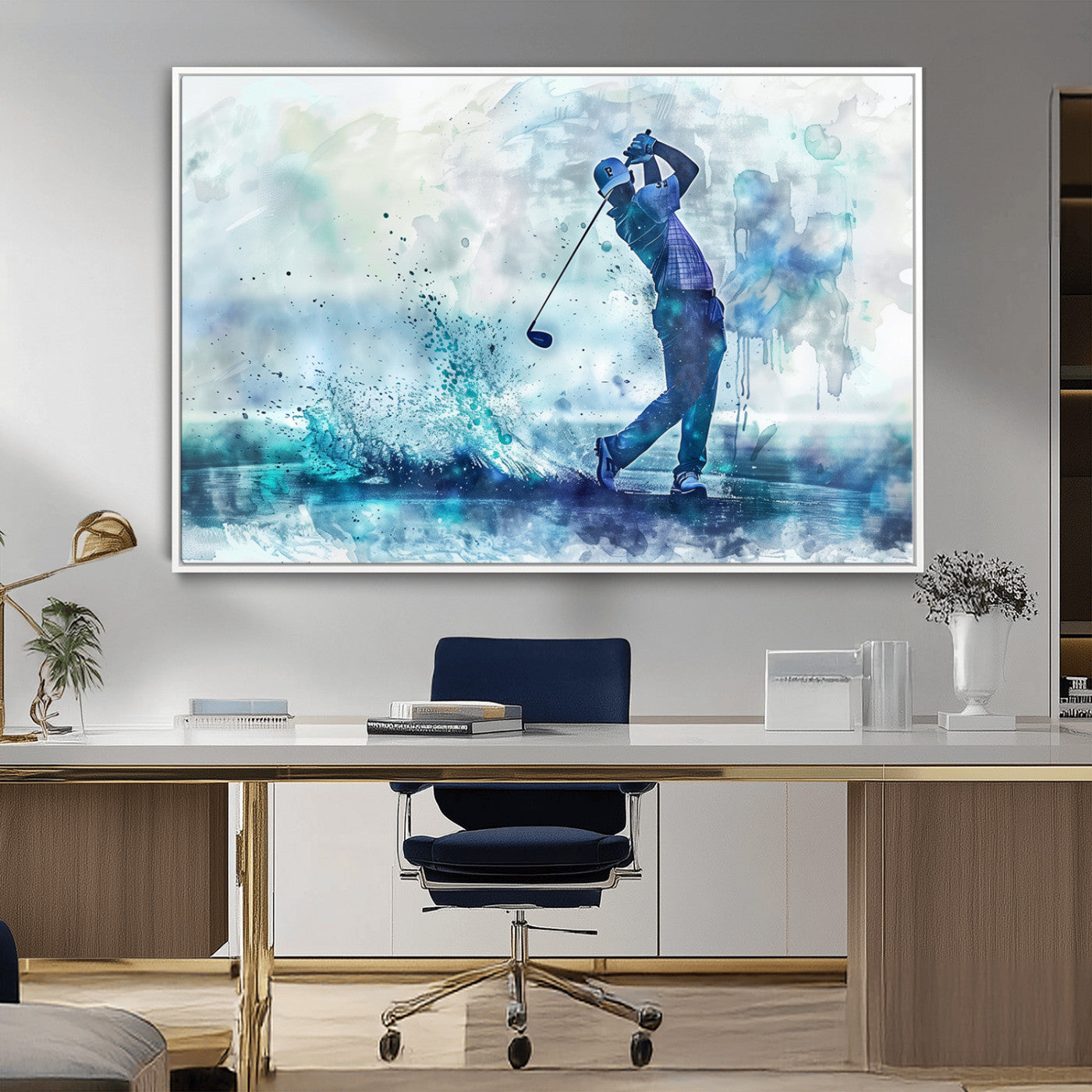 MGV-FC-36X24 - Golf Swing Wall Art Canvas Print - Sports-Inspired Watercolor Decor - Ready to Hang