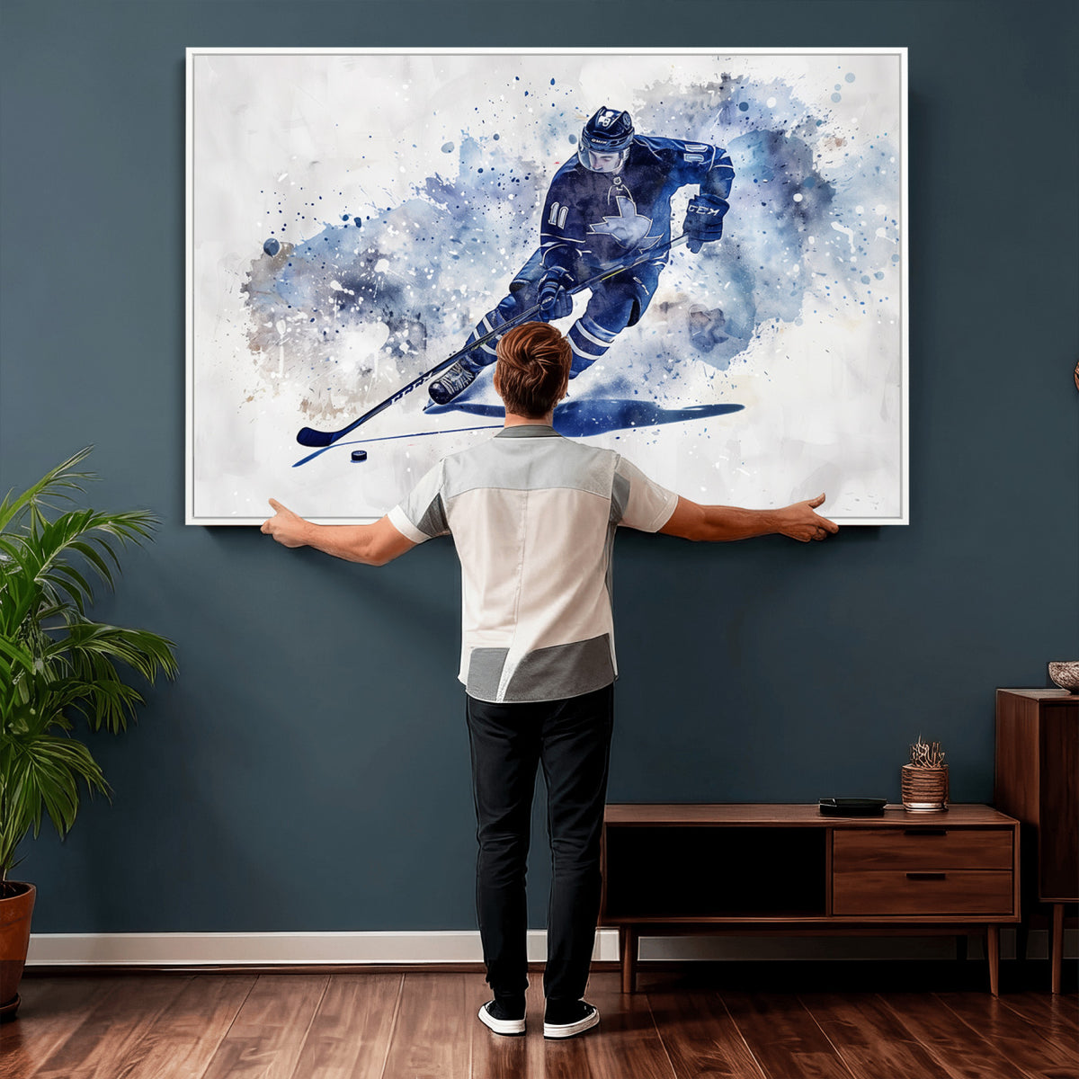 39795-MGV-CV-36X24 - Hockey Player Wall Art Canvas Print