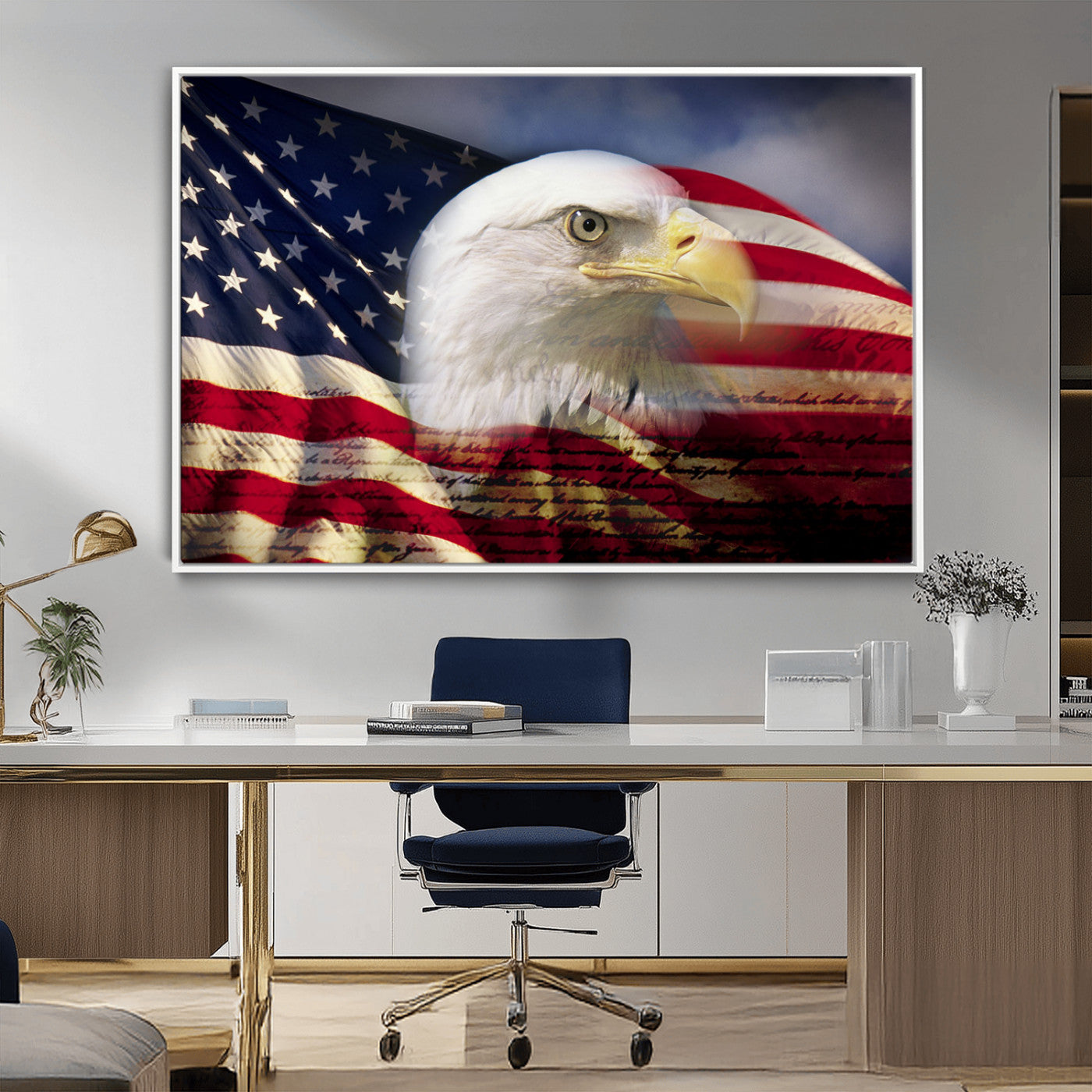 MGV-FC-36X24 - American Flag Eagle Symbol Wall Art, American Flag Eagle Wall Art Canvas Print