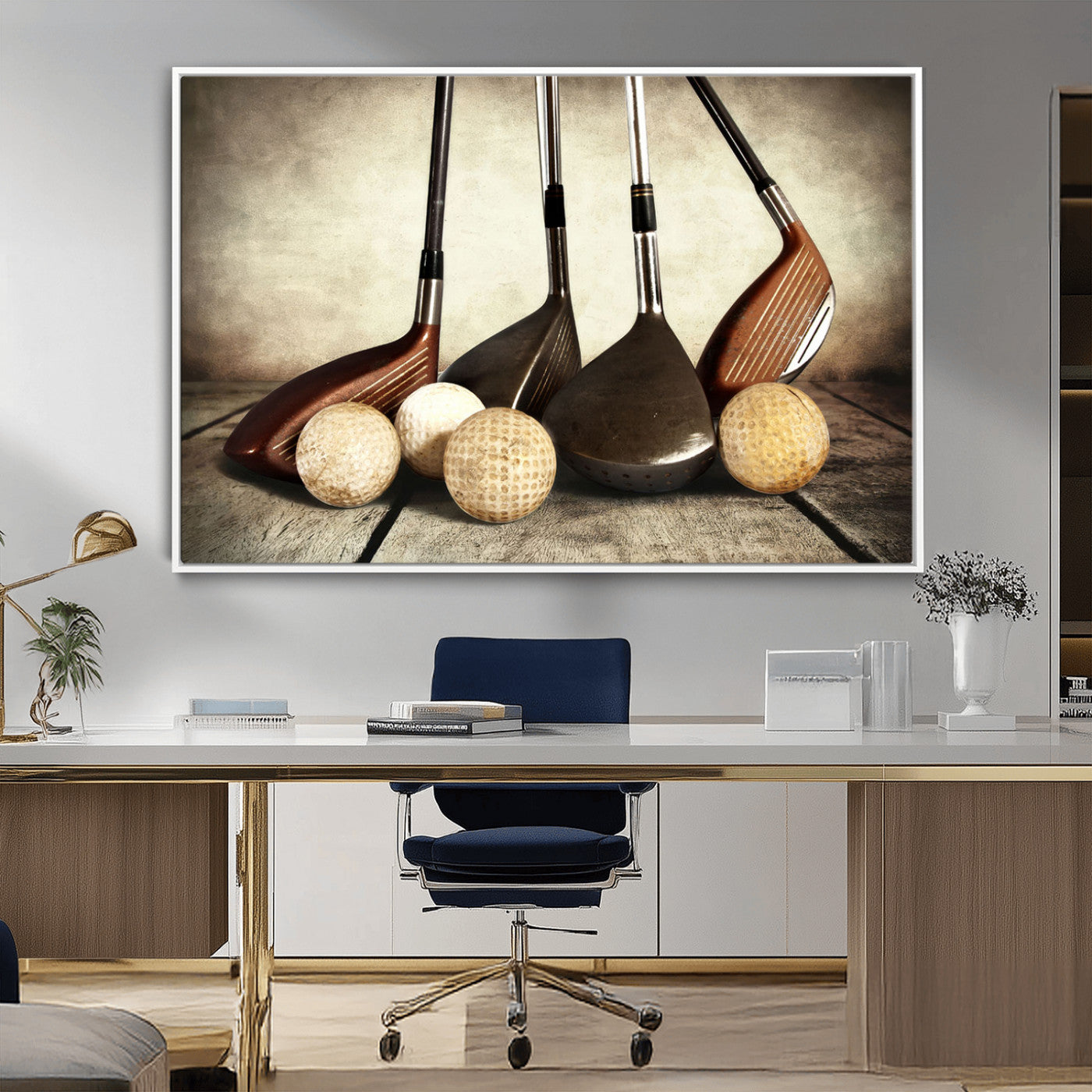 MGV-FC-36X24 - Vintage Golf Ball Art | Golf Decor for Man Cave or Office | Ready to Hang and Framed