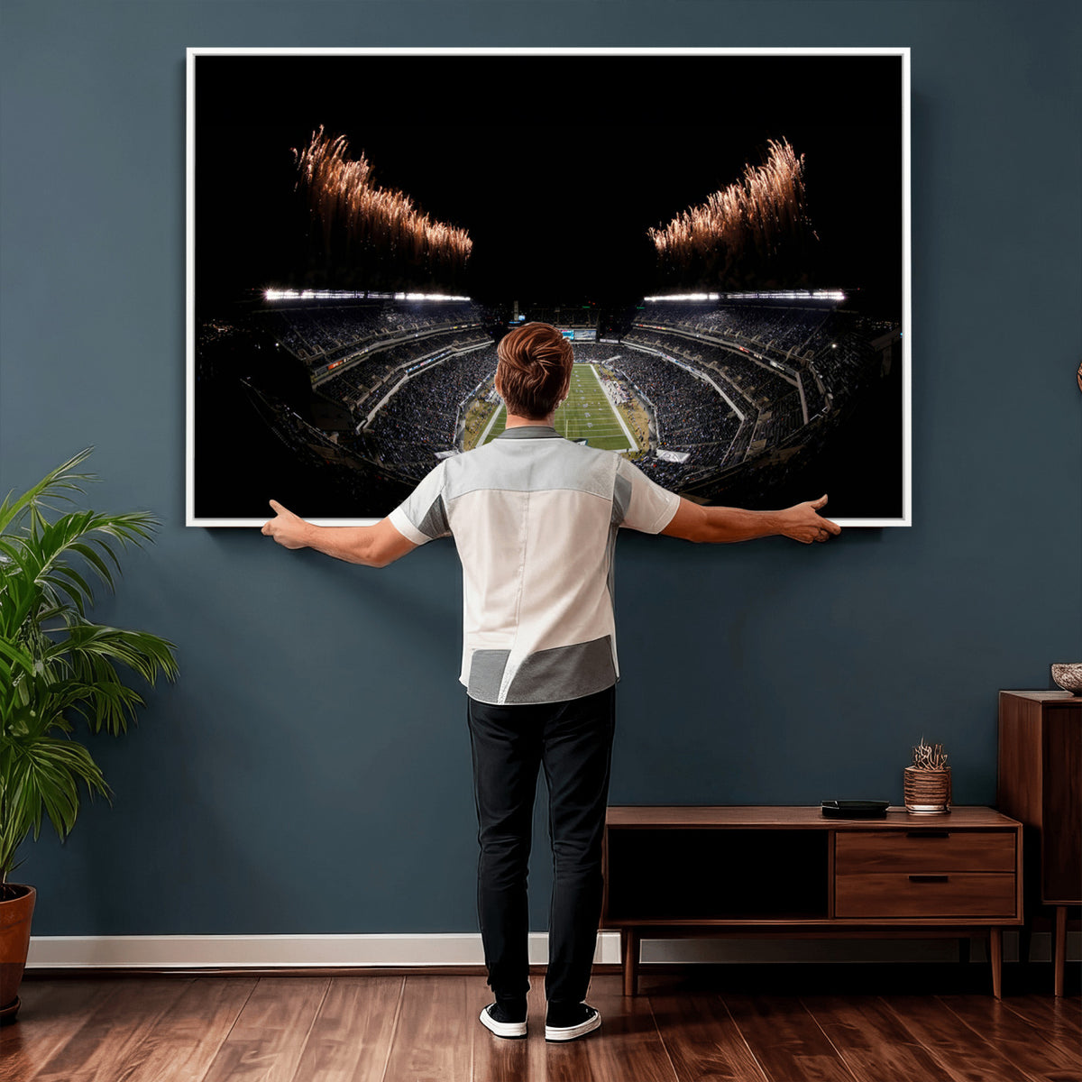 89680-MGV-CV-36X24 - Eagles Field Stadium Wall Art, Philadelphia Eagles Football, Framed and Ready to Hang