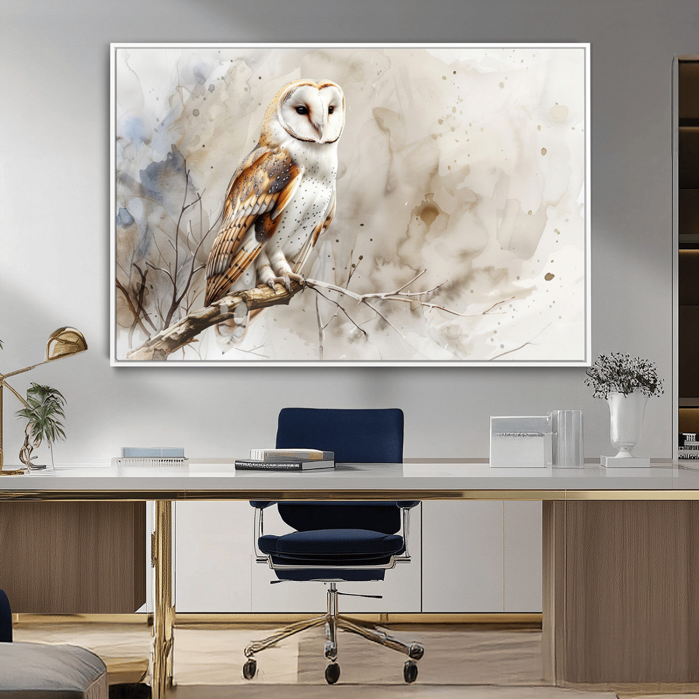 MGV-FC-36X24 - Barn Owl Wall Art | Watercolor Canvas Print | Perfect for Farmhouse Wall Decor | Ready to Hang