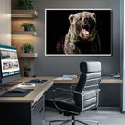 17625-MGV-CV-36X24-Grizzly Bear Canvas Print | Wildlife Wall Art for Cabin Decor | Ready to Hang Framed
