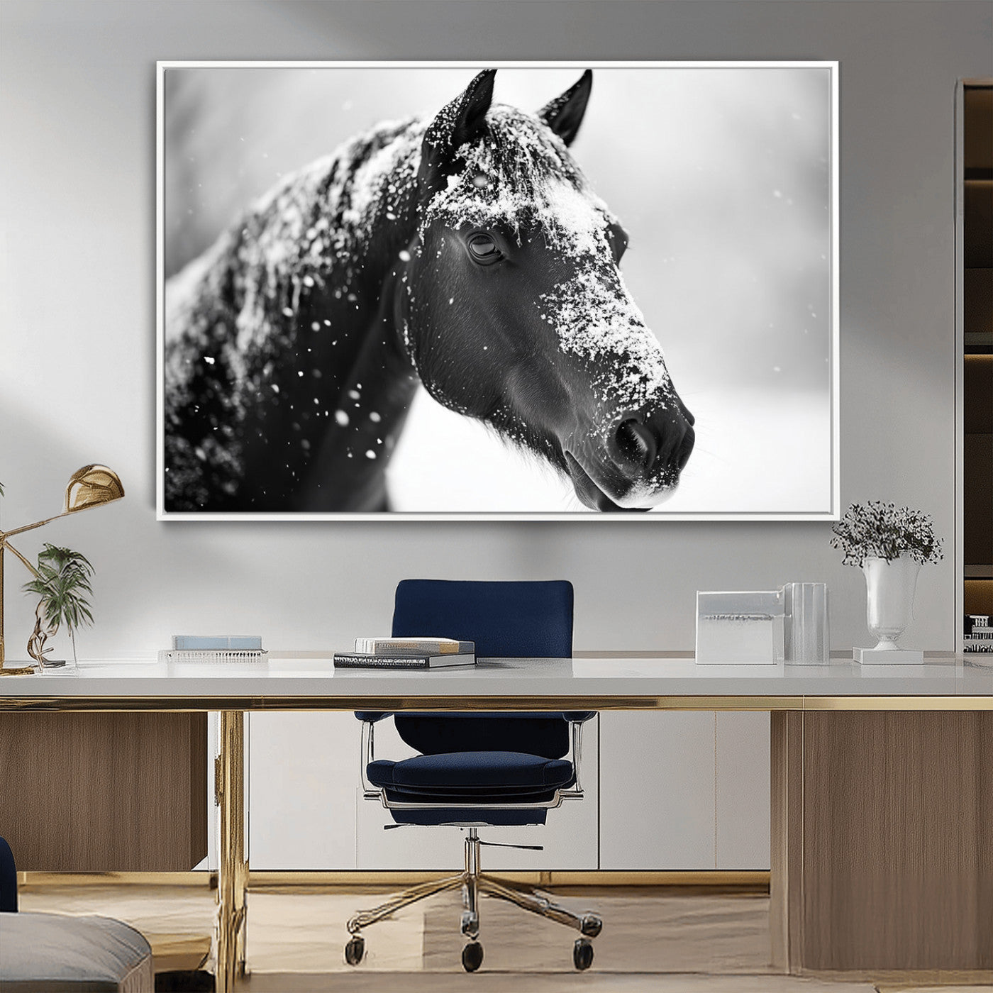 MGV-FC-36X24 - Horse Canvas Print - Winter Horse Snow Wall Art Canvas Print